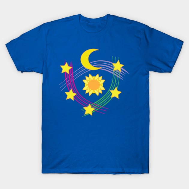 Celestial Design, moon, stars, sun T-Shirt by sandyo2ly